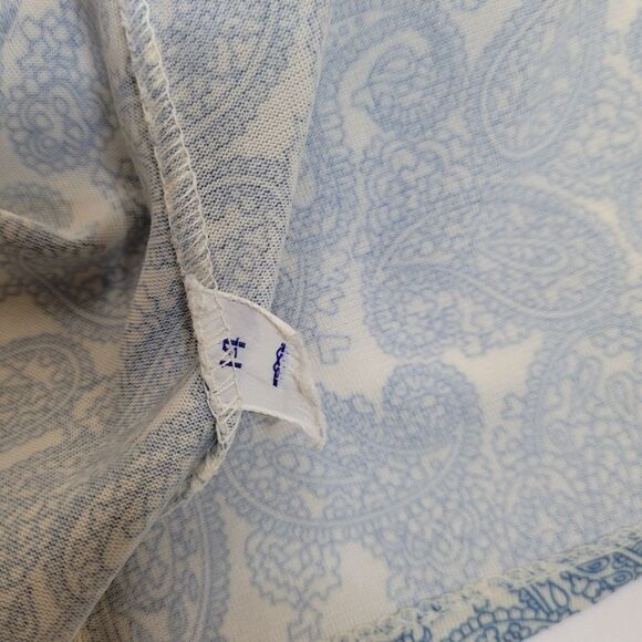 VINTAGE 70s‎ blue paisley pointed disco collar button up shirt M - Picture 5 of 8